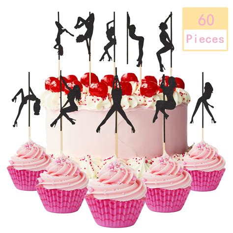 Buy Jetec 60 Piece Stripper Pole Cupcake Topper Picks Dancing Girl