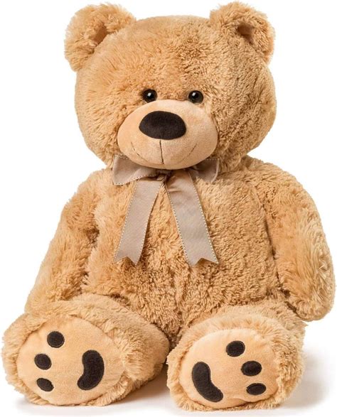 Amazon.com: JOON Big Teddy Bear - Fluffy Fur, Ribbon & Bow Signature ...