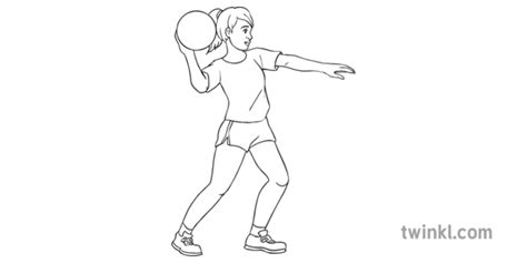 Shoulder Pass Step 2 Netball Sports PE Secondary Bw RGB Illustration