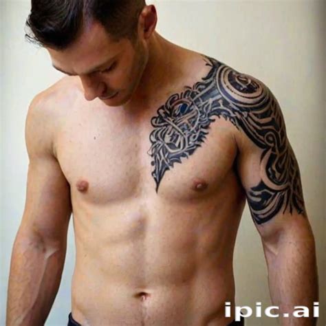 man showcasing intricate black tribal tattoo   upper arm