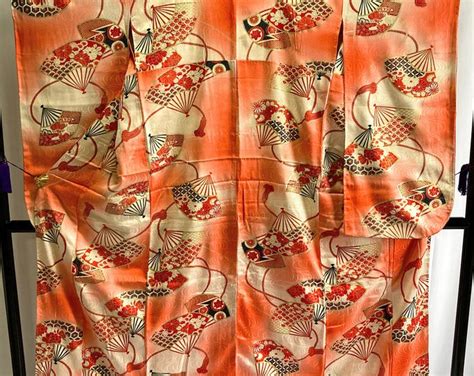 vintage japanese kimono furisode  beautiful motifs etsy