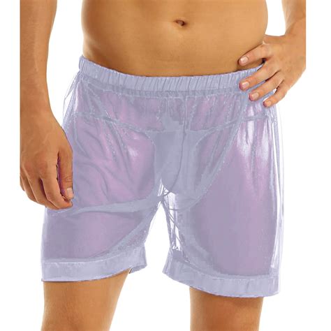 Men Underwear Boxer Briefs Mesh Breathable Underpants Shorts See
