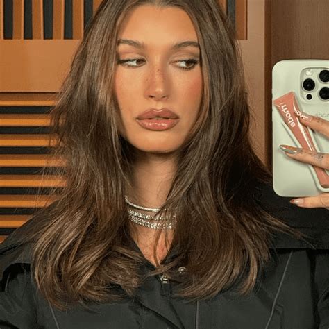 Hailey Bieber Debuted Chocolate Brown Hair at the Super Bowl