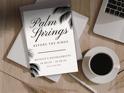 Palm Springs Before the Rings Bachelorette Invitation Design Palm Tree