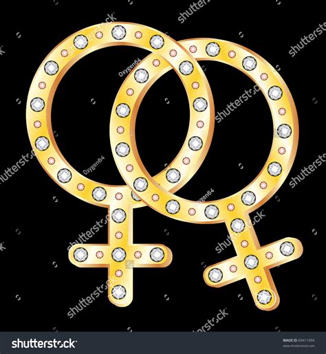 Lesbians Couple Symbol Made Gold Diamonds Stock Vector (Royalty Free