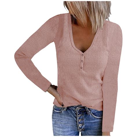 Akiihool Winter Tops for Women Long Sleeve Womens Oversized Button Down