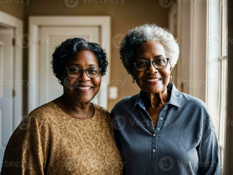photo of black woman take care senior black woman at home, generative