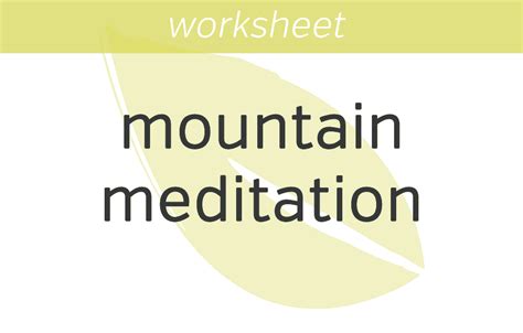 Mountain Meditation with Worksheet | Mindfulness Exercises