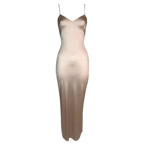 1990's Azzedine Alaia Sheer Nude Long Slip Dress at 1stDibs | long nude