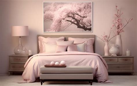 Premium AI Image | Muted Pink Bedroom Bliss