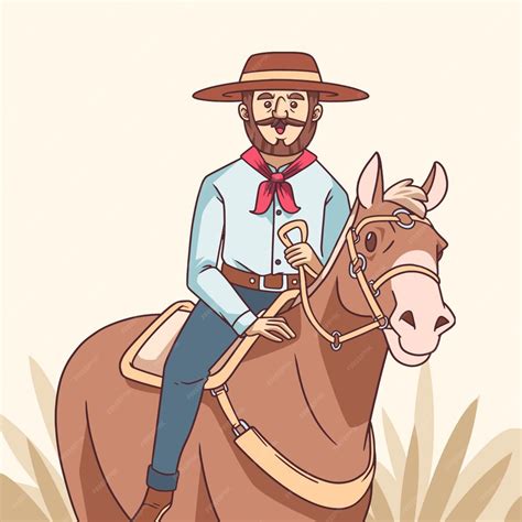 Como Se Escreve Caubói - Ilustração de caubói gaúcho desenhada à mão | Vetor Grátis