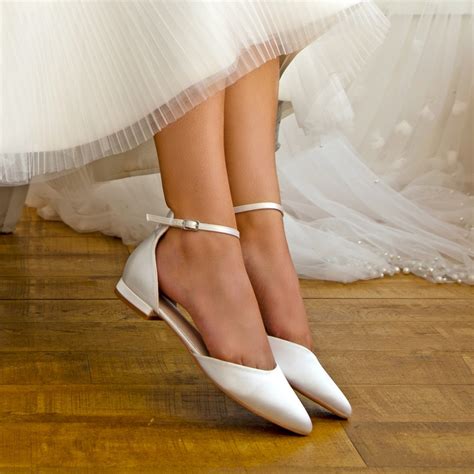 Perfect Bridal Tilly Dyeable Ivory Satin Ankle Strap Flats