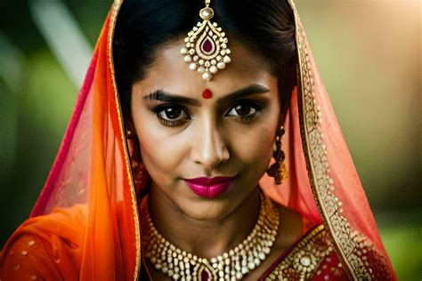 beautiful indian bride in traditional bridal attire. AI-Generated