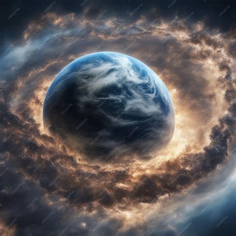 Premium AI Image | planet earth with earthquakes and hurricanes scary scene