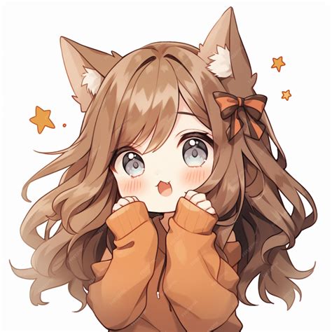 Premium Photo | Anime girl with long brown hair and a cat ears