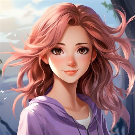 Premium AI Image | anime girl with pink hair in a forest