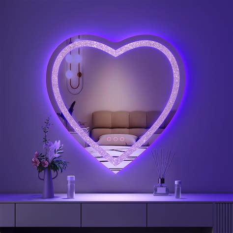 Amazon.com: BesMirror 24"x24" Heart Shaped Mirror Crushed Diamond