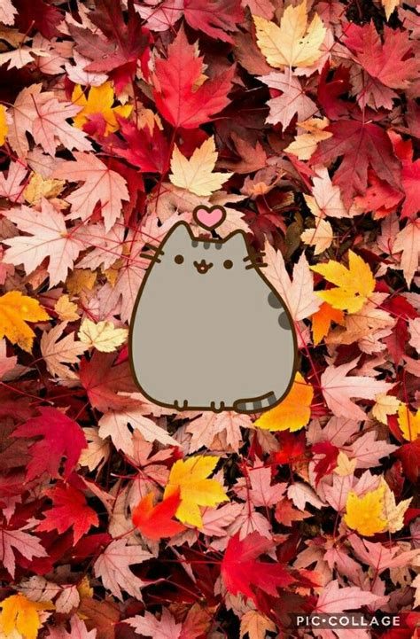 Pusheen fall wallpaper . My work. #pusheen #pusheenwallpaper # ...