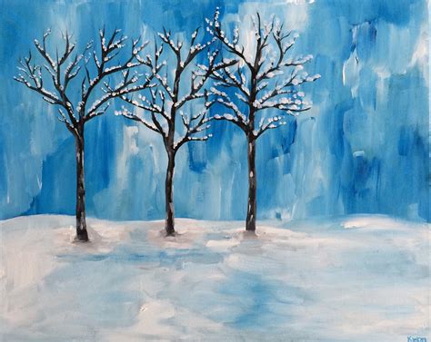 "Winter Trees" Acrylic by User | Painting, Winter trees, Artwork