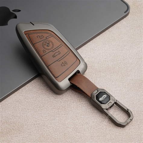 Buy Metal Leather Brown Car Key Cover For BMW X1, X3, X6, X5, 5 Series