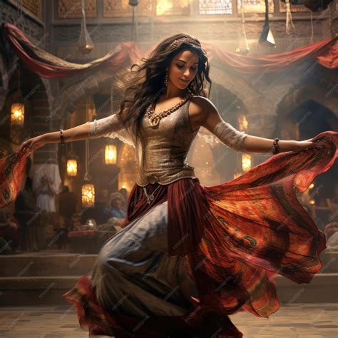 Premium AI Image | Arab girl dancing national dance