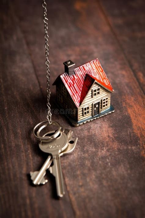 keychain  house keys  small house shaped keyring stock