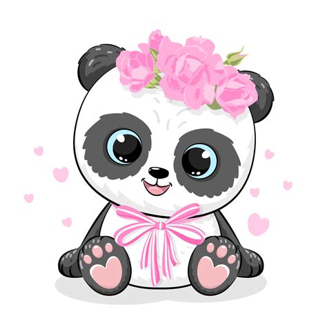 Cute panda girl is sitting. Vector illustration of a cartoon. 22508010