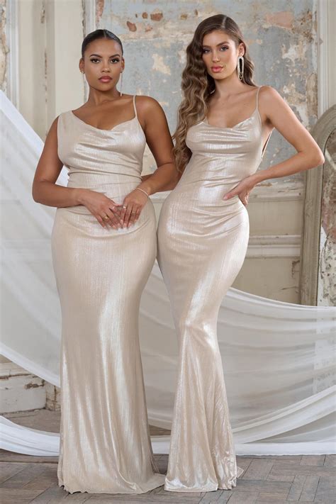 White And Gold Bridesmaid Dresses