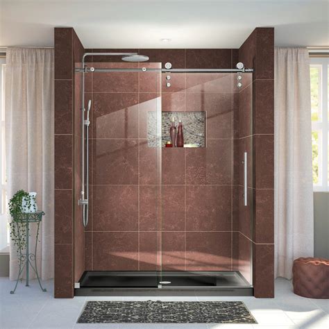 Enigma-Z Brushed Stainless Steel Frameless Sliding Shower Door | Floor