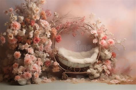 Beautiful Floral Digital Backdrop for Newborn Baby Stock Photo - Image ...