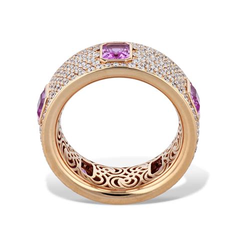 Pink Sapphire Diamond Pave 18K Pink Gold Ring – H&H Jewels
