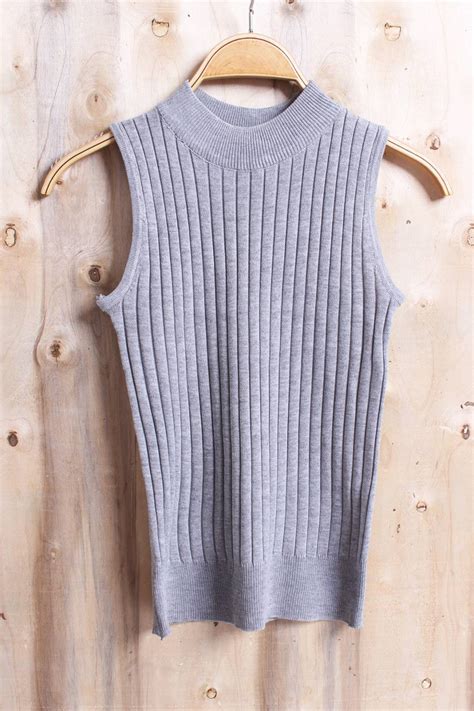 basic sleeveless ribbed top  grey shopperboard