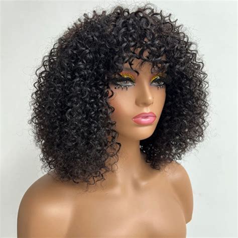 Short Curly Bob With Bangs Glueless Human Hair Wig - Yolissa Hair ...