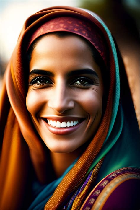 Lexica - Outdoor photography of a happy, saudi-arabian beautiful woman