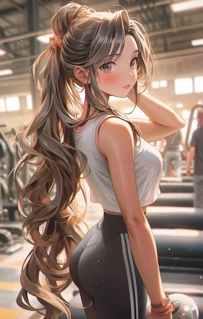 Premium AI Image | Anime girl is standing in a gym