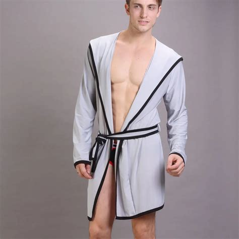 Summer mens bathrobe viscose sexy robe lounge men's loose silky ...