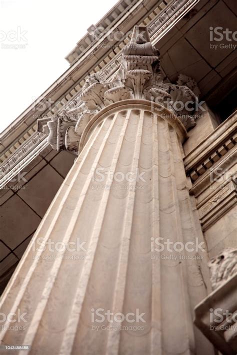 close  architectural column design  building exterior stock photo