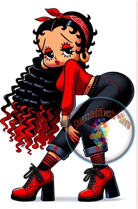 African American Betty Boop Dressed Wearing Red Bandanna, Black Betty