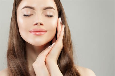 Perfect Young Woman Face Relaxation And Spa Beauty Portrait Stock Photo
