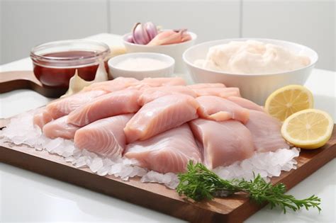 Premium AI Image | Fresh raw chicken fillets with ingredients on wooden