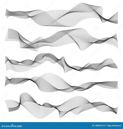 Abstract Waves. Graphic Line Sonic or Sound Wave Elements, Wavy Texture