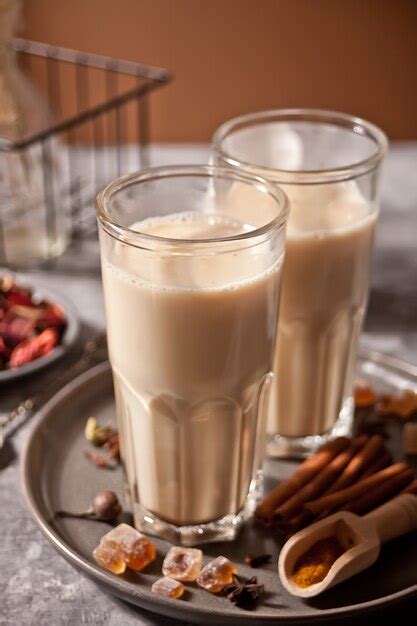 premium photo masala tea chai  milk  spices