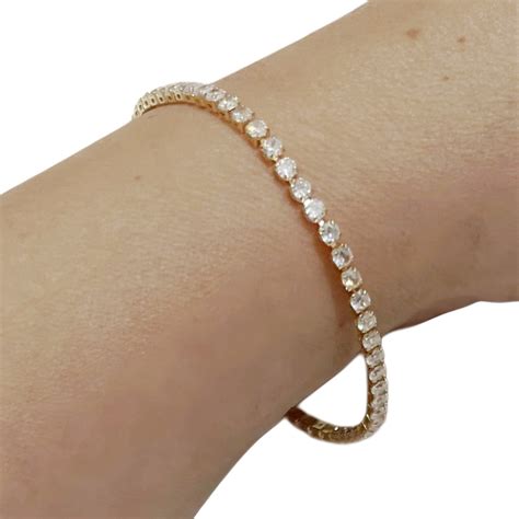 Pulseira Feminina Banhada A Ouro - Pulseira Riviera Feminina Banhada a Ouro 18k com Zircônias Luxo e ...