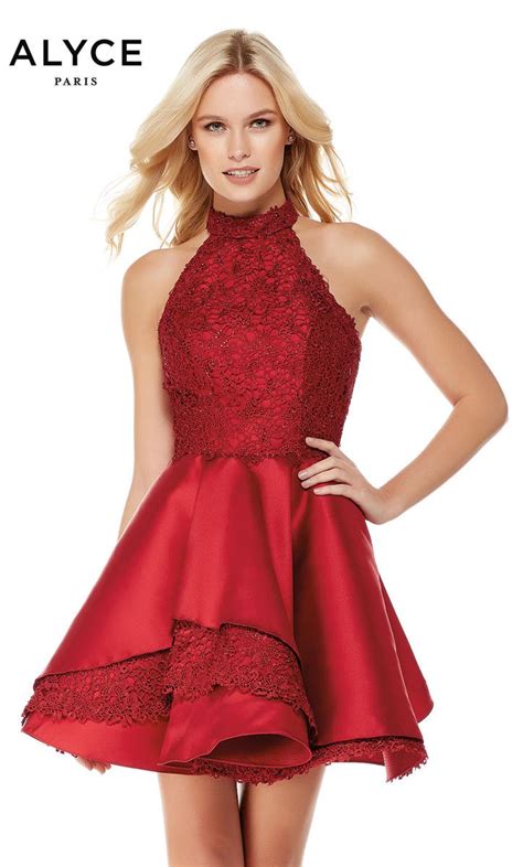 French Novelty: Alyce Paris 3810 Short Lace Tiered Dress