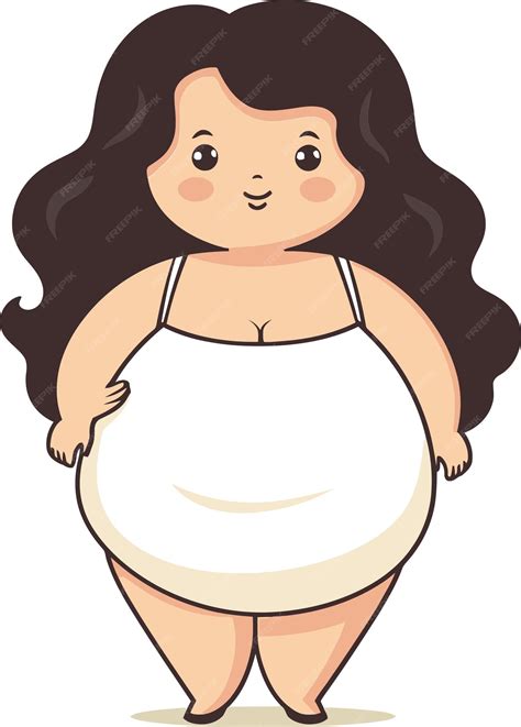 Premium Vector | A drawing of a fat girl with long hair
