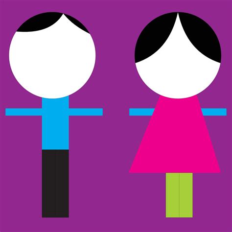 Man Woman vector cartoon no face only outline and full body in boxes