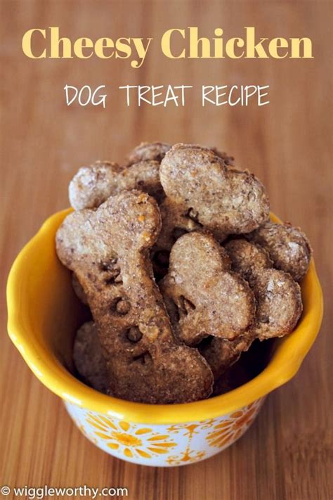 Cheesy Chicken Dog Treats | Recipe | Dog biscuit recipes, Chicken dog ...