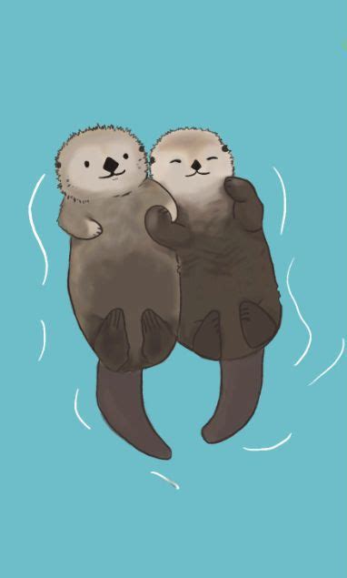 Otters holding hands in 2023 | Cute animal drawings kawaii, Cute otters ...