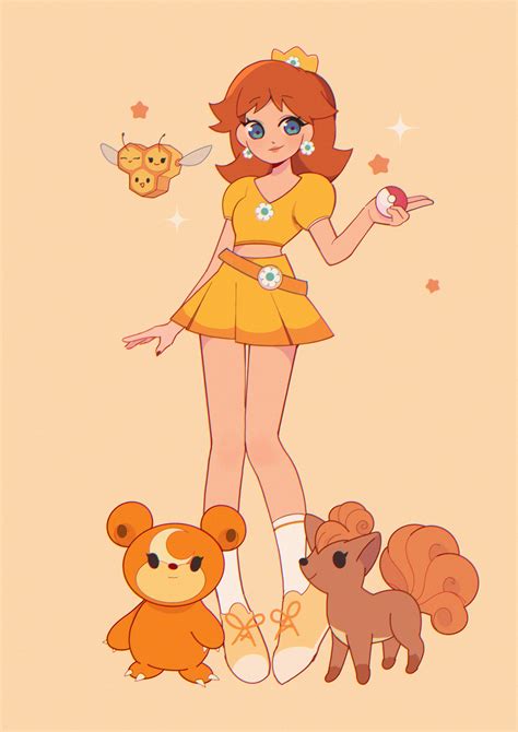 Daisy as a Pokemon Trainer By Milkoe : r/MushroomKingdomWaifus
