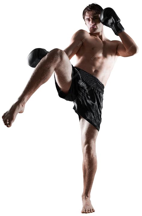 premium photo male boxer kickboxer performing  kick